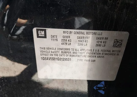 2016 Cadillac Cts V-Sport Premium from USA, damaged, VIN 1G6AV5S81G0129531